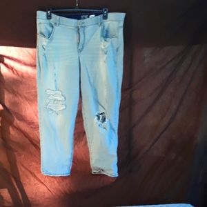 Terra & sky sz 20w distressed capris